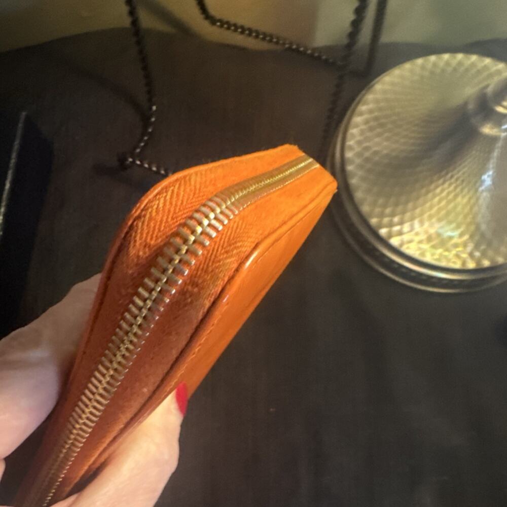 PRADA Soffiano Leather Zippy Wallet Papaya All Inclusive -box, Authenticity Card - Picture 7 of 14
